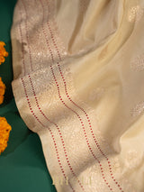 handwoven pure katan silk kaduwa buta off white royal banarasi