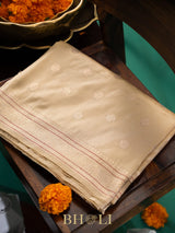 handwoven pure katan silk kaduwa buta off white royal banarasi