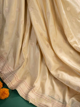 handwoven pure katan silk kaduwa buta off white royal banarasi