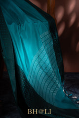 handwoven pure katan silk mashru border contemporary banarasi