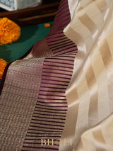 handwoven pure katan silk mashru striped banarasi