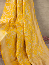 handwoven Pure katan silk meenakari kaduwa jungla banarasi