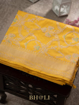 handwoven Pure katan silk meenakari kaduwa jungla banarasi
