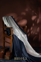 handwoven pure katan silk silver brocade banarasi with mashru border