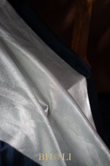 handwoven pure katan silk silver brocade banarasi with mashru border