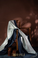 handwoven pure katan silk silver brocade banarasi with mashru border