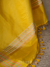handwoven pure katan silk yellow banarasi