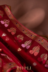 handwoven pure kora silk kaduwa meenakari buta banarasi