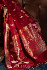 handwoven pure kora silk kaduwa meenakari buta banarasi