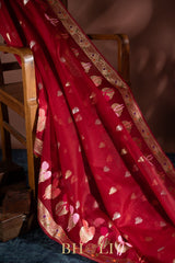 handwoven pure kora silk kaduwa meenakari buta banarasi