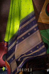handwoven pure mulberry silk and zari korvai kanjivaram