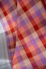 handwoven pure mulberry silk checkered korvai kanjivaram