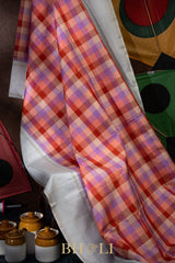 handwoven pure mulberry silk checkered korvai kanjivaram