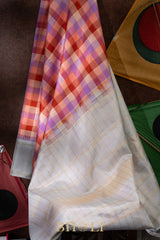 handwoven pure mulberry silk checkered korvai kanjivaram