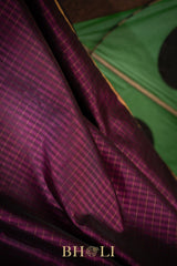 handwoven pure zari korvai kanjivaram with checkered pattern