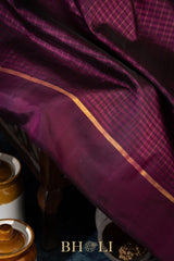 handwoven pure zari korvai kanjivaram with checkered pattern