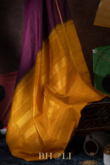 handwoven pure zari korvai kanjivaram with checkered pattern