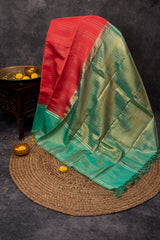 Handwoven Pure Zari Mulberry silk asawali buta border korvai kanjivaram