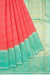 Handwoven Pure Zari Mulberry silk asawali buta border korvai kanjivaram