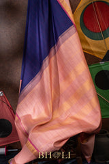 Handwoven pure zari mulberry silk kanjivaram with rettai pettu border