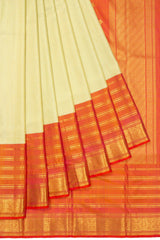Handwoven Pure zari mulberry silk wedding korvai kanjivaram
