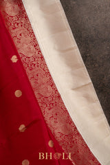 handwoven pure zari silk korvai red kanjivaram