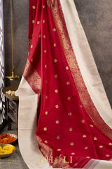 handwoven pure zari silk korvai red kanjivaram