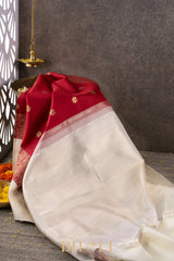 handwoven pure zari silk korvai red kanjivaram