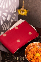handwoven pure zari silk korvai red kanjivaram