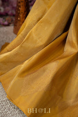 handwoven silk by silk gadwal single gold tone saree