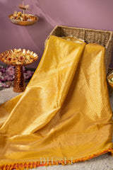 handwoven silk by silk gadwal single gold tone saree