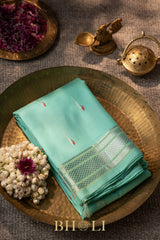 handwoven silk by silk silver zari meenakari gadwal