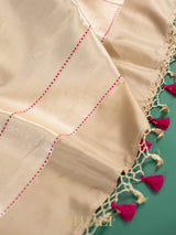 handwoven soft kora brocade gold body with kaduwa meenakari border banarasi