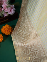 handwoven striped pure katan silk light blue banarasi