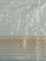 handwoven striped pure katan silk light blue banarasi