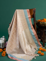 handwoven thread work pure mashru silk banarasi