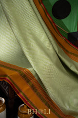 handwoven thread work pure mulberry silk korvai kanjivaram