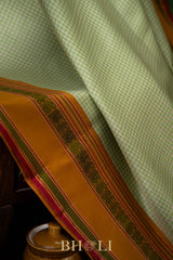 handwoven thread work pure mulberry silk korvai kanjivaram