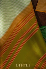 handwoven thread work pure mulberry silk korvai kanjivaram