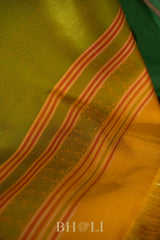 handwoven thread work pure mulberry silk korvai kanjivaram