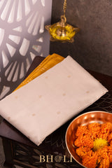 handwoven yellow pallu kai korvai mulberry silk kanjivaram