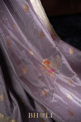 lavender pure katan silk meenakari buta banarasi