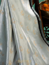 modern classic handwoven silver zari brocade katan silk banarasi