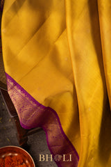 moss yellow pure 4g zari kai korvai silk kanjivaram