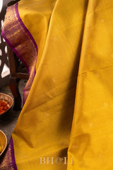 moss yellow pure 4g zari kai korvai silk kanjivaram