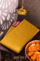 moss yellow pure 4g zari kai korvai silk kanjivaram