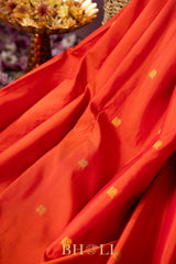 peacock green and orange kuttu silk gadwal