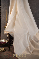 pearl white handwoven pure silk by silk kanjivaram