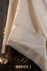 pearl white handwoven pure silk by silk kanjivaram
