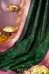 pure mulberry silk emerald green kuttu gadwal